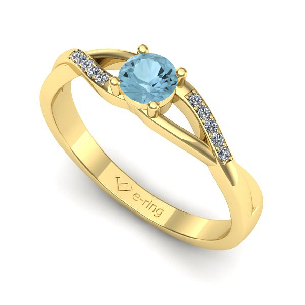 Inel din aur galben cu aquamarin