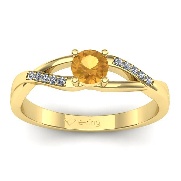 Inel logodna cu citrin rotund