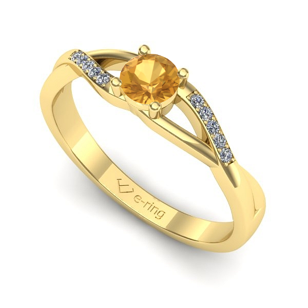 Inel de logodna din aur galben cu citrin