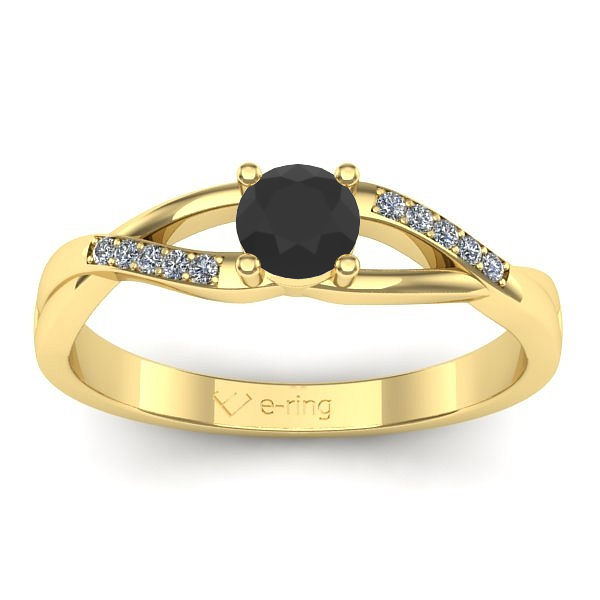 Inel cu diamant negru rotund