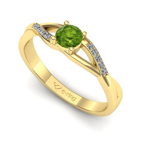 Inel de logodna din aur galben cu peridot