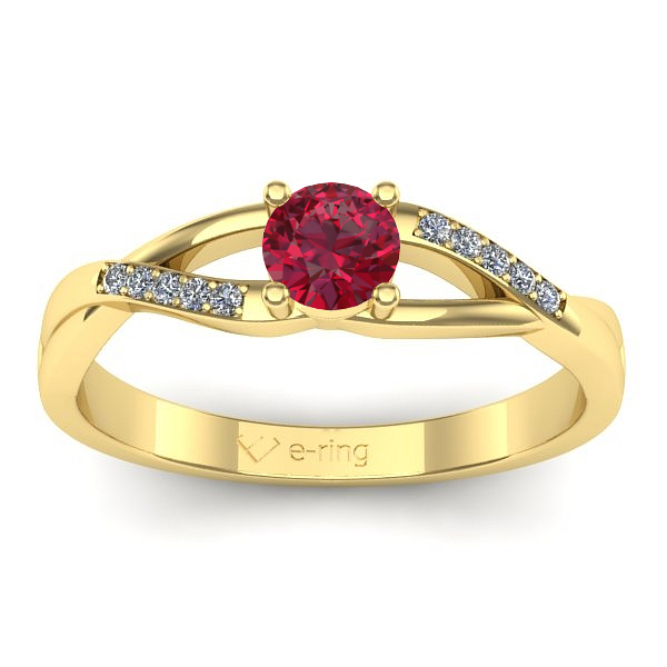 Inel de logodna cu rubin rotund