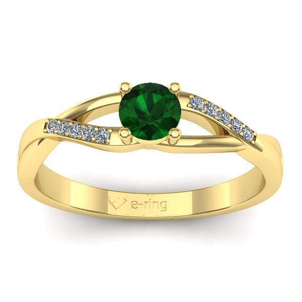 Inel de logodna cu smarald rotund