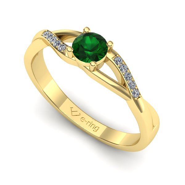 Inel din aur galben cu smarald