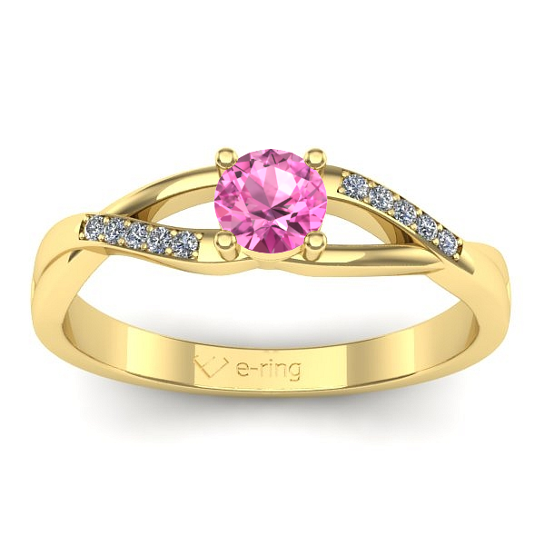 Inel cu safir roz rotund