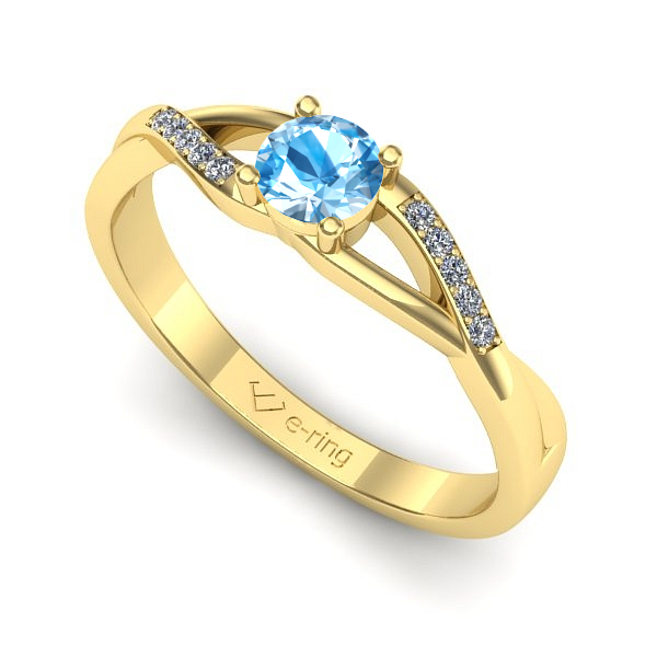 Inel logodna din aur galben cu topaz blue