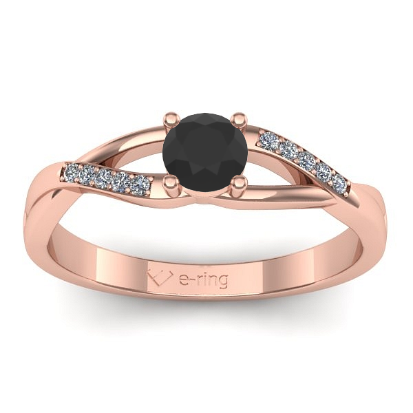 Inel de logodna cu diamant negru rotund