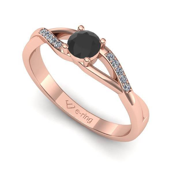 Inel de logodna din aur roz cu diamant negru