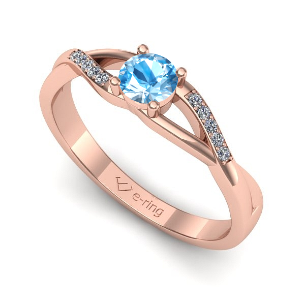 Inel logodna din aur roz cu topaz blue