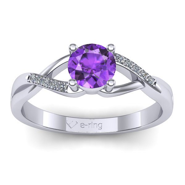 Inel de logodna cu ametist rotund