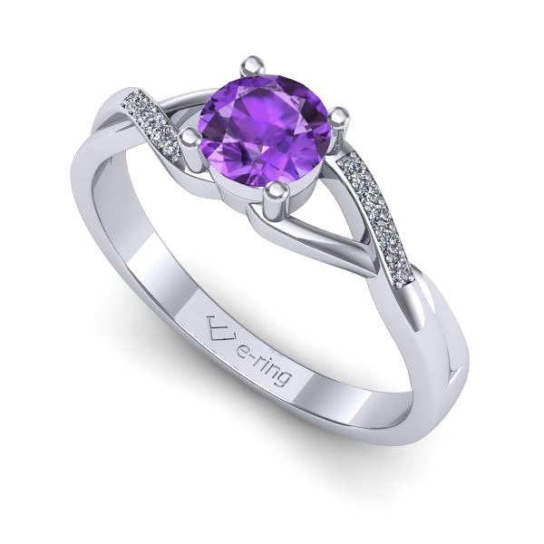 Inel de logodna din aur alb cu ametist
