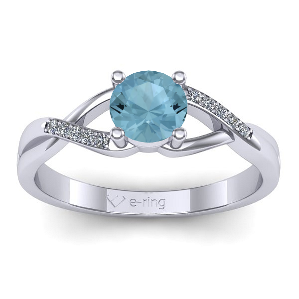 Inel logodna cu aquamarin rotund
