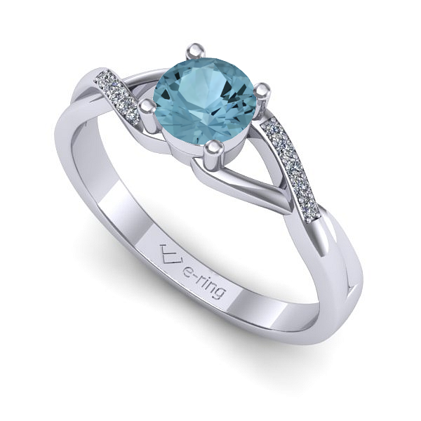 Inel logodna din aur alb cu aquamarin