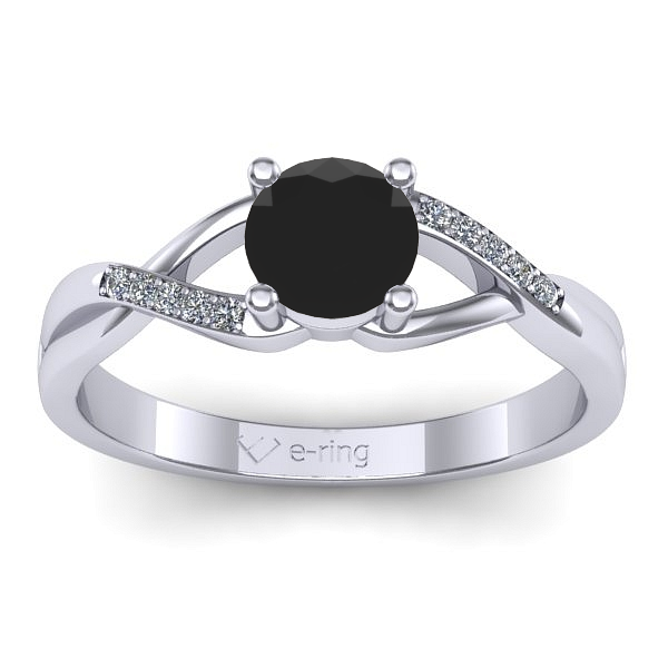 Inel de logodna cu diamant negru rotund