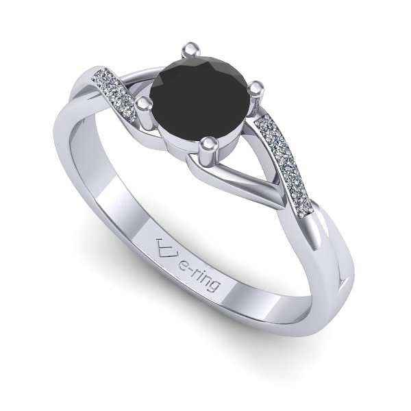 Inel din aur alb cu diamant negru