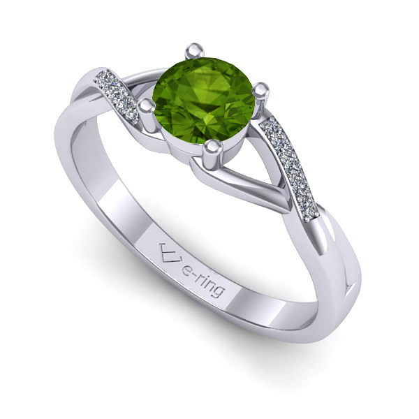 Inel din aur alb cu peridot