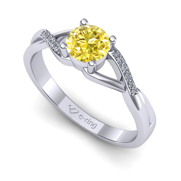 Inel din aur alb cu safir galben