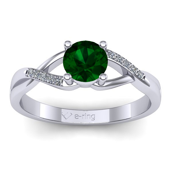 Inel de logodna cu smarald rotund