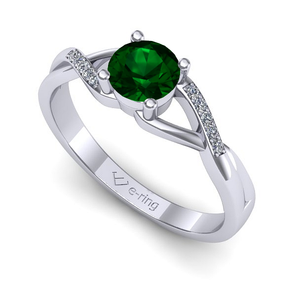 Inel din aur alb cu smarald