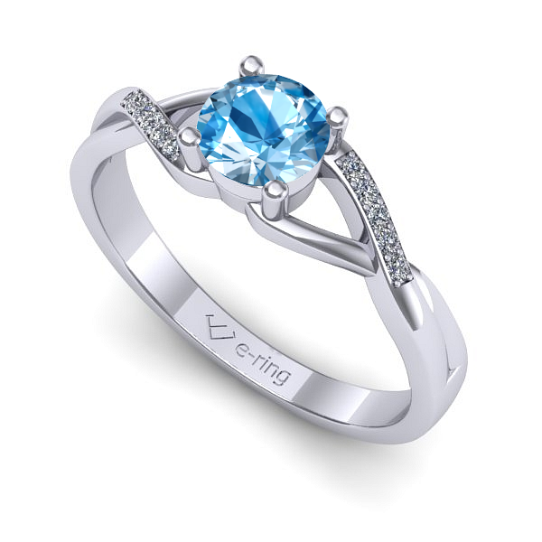 Inel din aur alb cu topaz blue