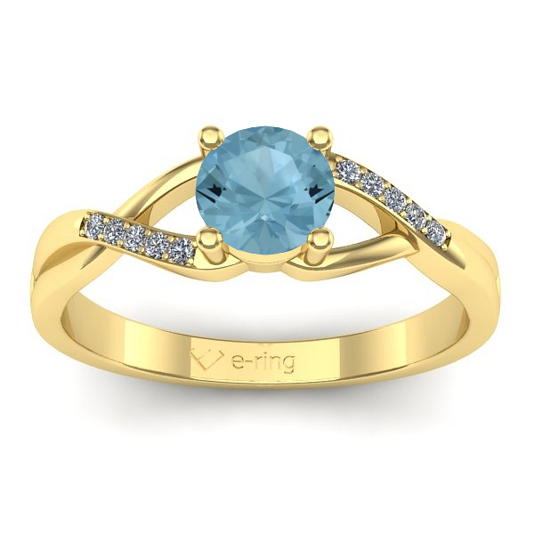 Inel logodna cu aquamarin rotund