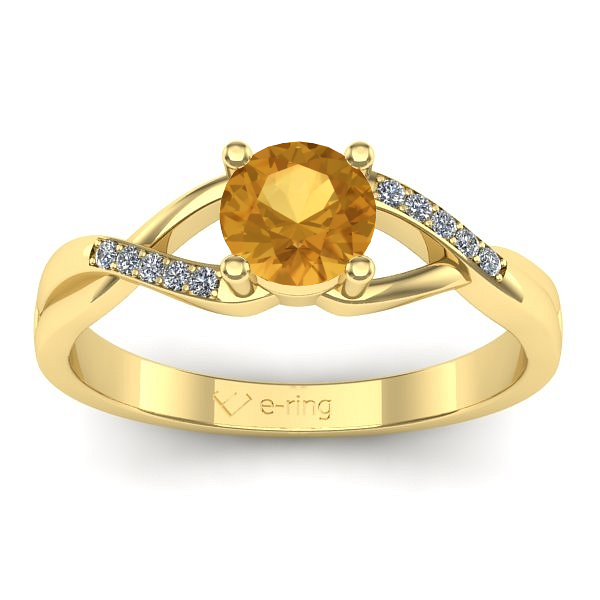 Inel logodna cu citrin rotund