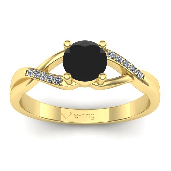Inel cu diamant negru rotund