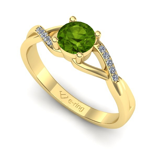 Inel logodna din aur galben cu peridot