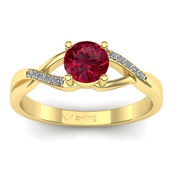 Inel de logodna cu rubin rotund