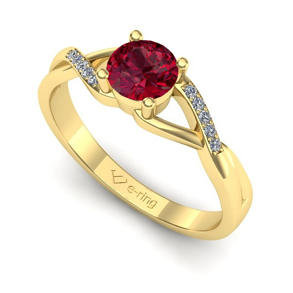 Inel logodna din aur galben cu rubin