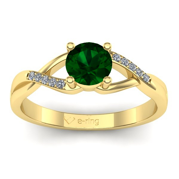 Inel de logodna cu smarald rotund