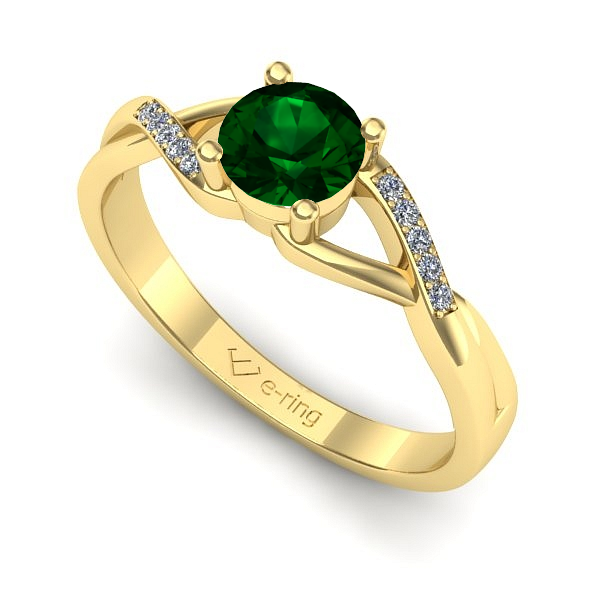 Inel de logodna din aur galben cu smarald