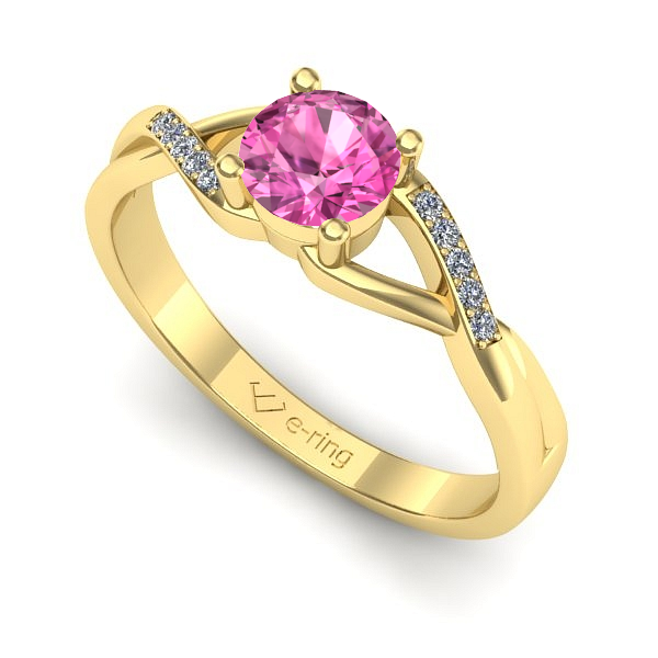 Inel de logodna din aur galben cu safir roz