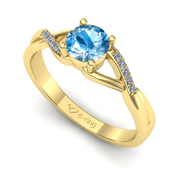 Inel din aur galben cu topaz blue
