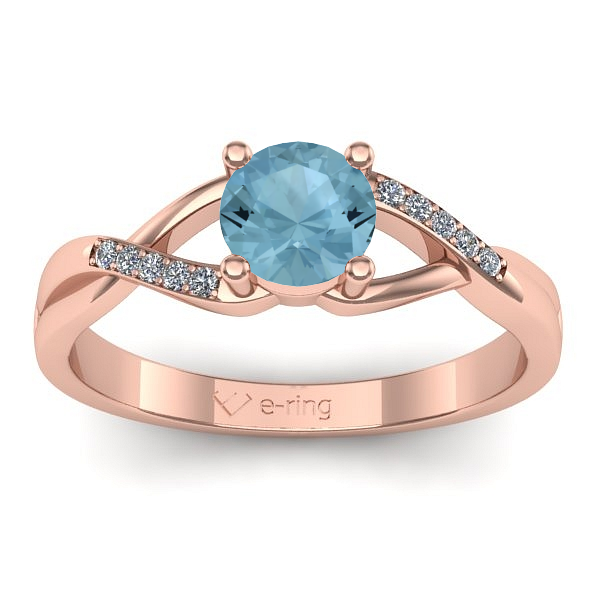 Inel de logodna cu aquamarin rotund