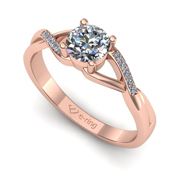 Inel din aur roz cu diamant