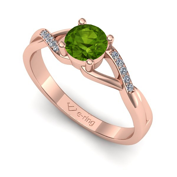Inel de logodna din aur roz cu peridot