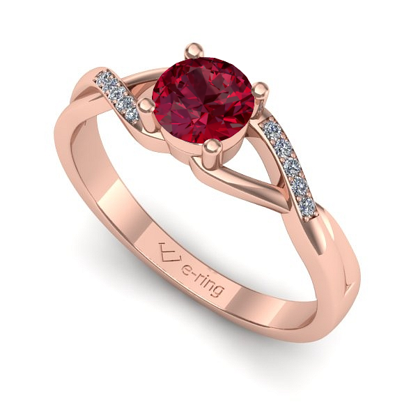 Inel de logodna din aur roz cu rubin