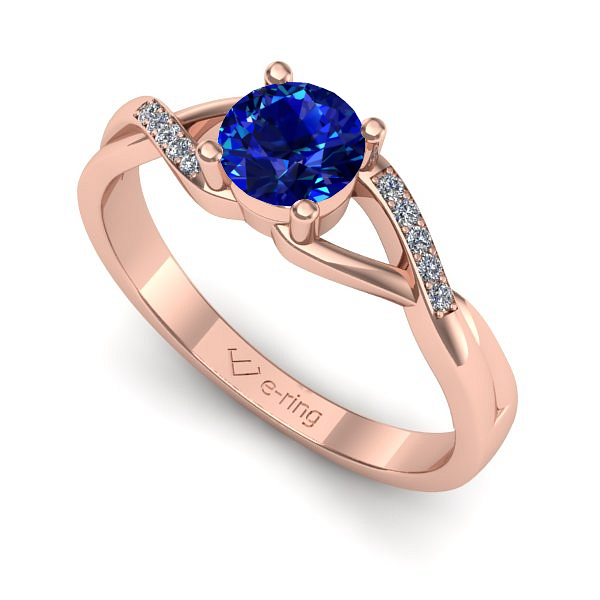 Inel logodna din aur roz cu safir