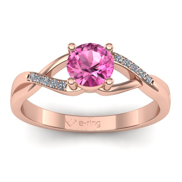 Inel cu safir roz rotund