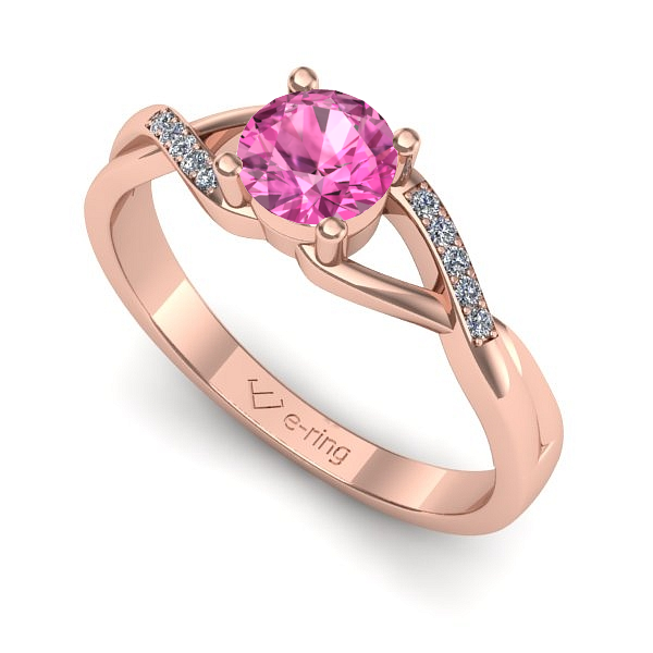 Inel din aur roz cu safir roz