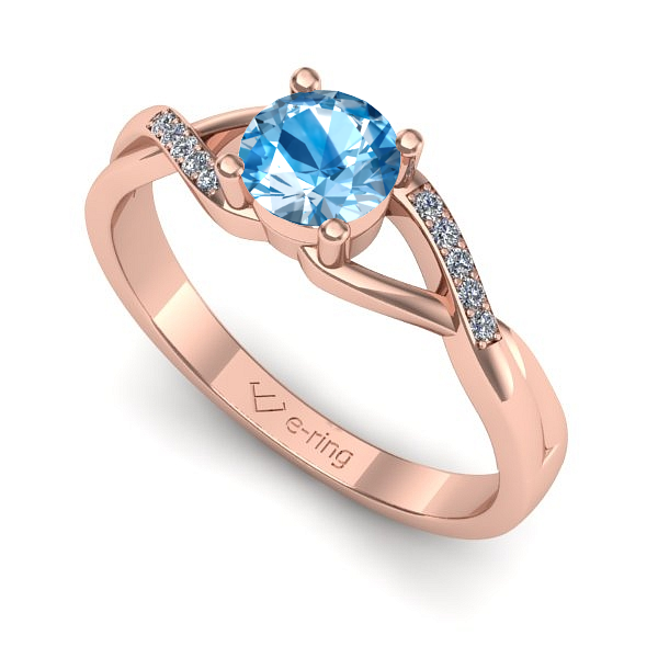 Inel din aur roz cu topaz blue