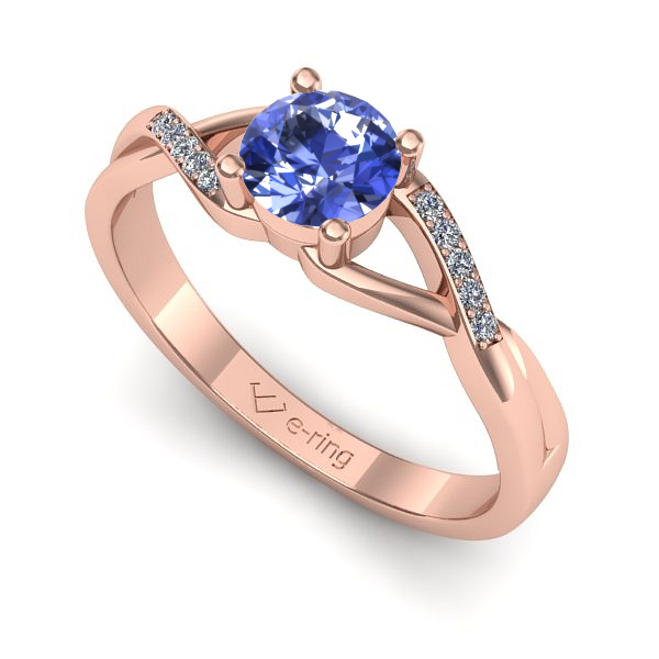 Inel de logodna din aur roz cu tanzanit