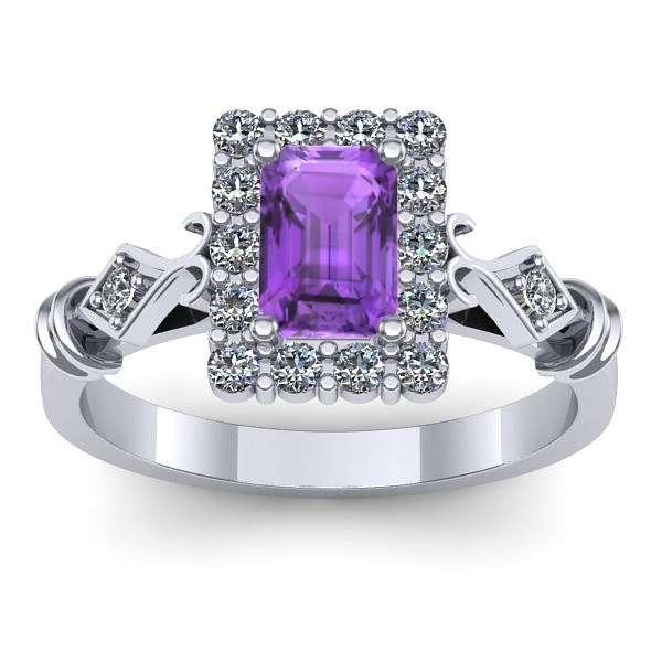 Inel cu ametist dreptunghiular