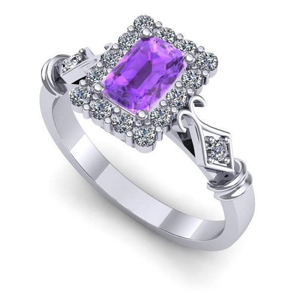 Inel de logodna din aur alb cu ametist