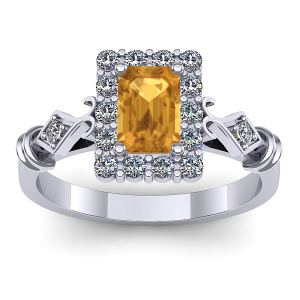 Inel logodna cu citrin dreptunghiular