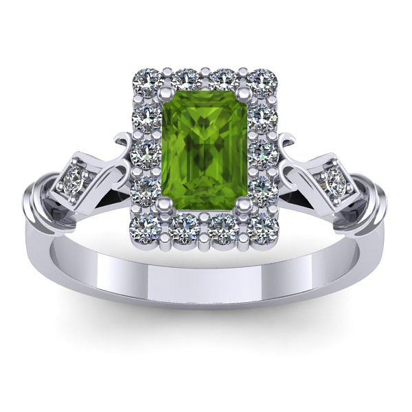 Inel cu peridot dreptunghiular