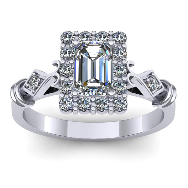 Inel cu safir alb dreptunghiular