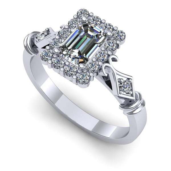 Inel logodna din aur alb cu safir alb