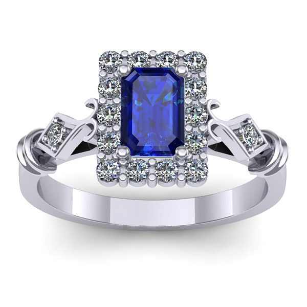 Inel cu safir dreptunghiular